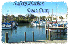 Image of Safety Harbor Marina, showing the sail and power boats in the slips. Behind us is the park area, with picnic tables under the roofed shelters, and a beautiful 10 mile view of Upper Tampa Bay.